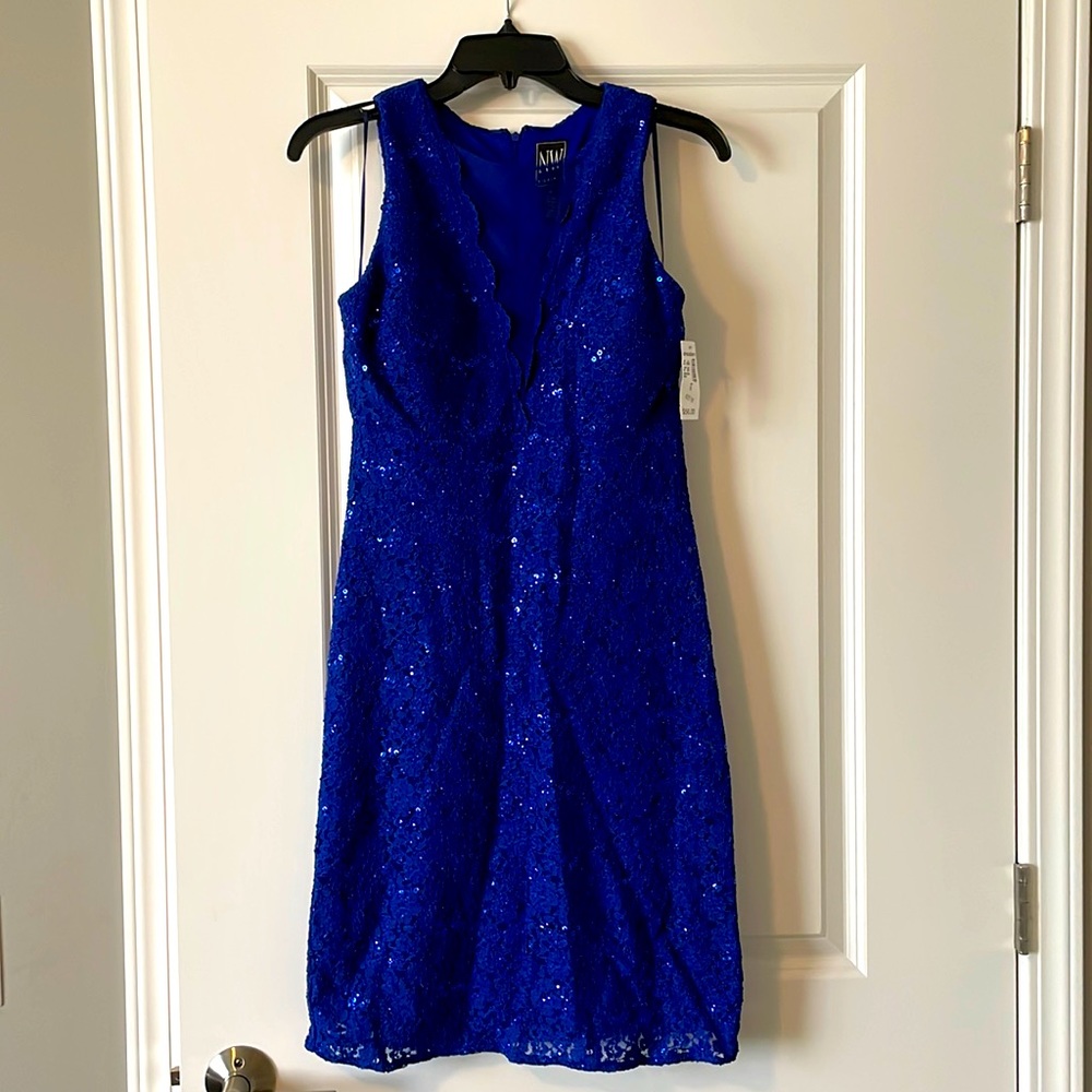 Royal Blue Cocktail Dress with Sequin Details